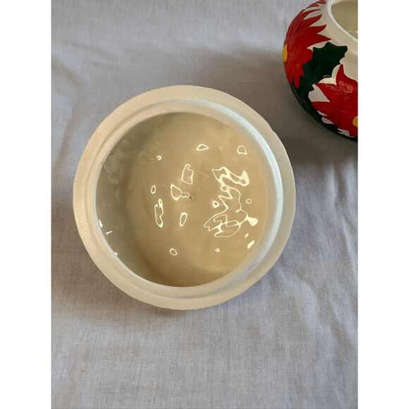 Christmas Poinsettia Pottery Decoration/Bowl/Dish Signed M.G.H. 1976, Holiday - Picture 4 of 9